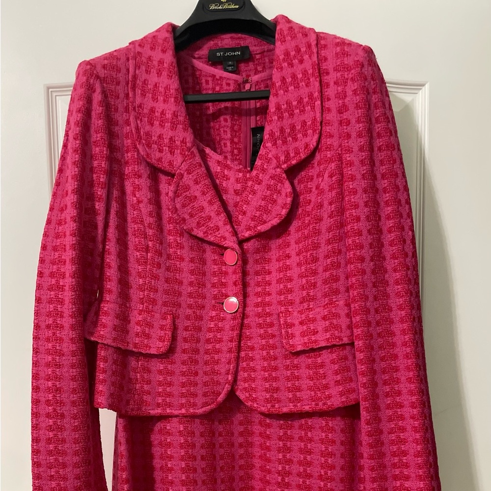 Perfect Pink and Red St. John Dress Suit